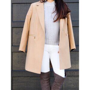 TopShop Womens 4 Slim Fit Boyfriend Coat Camel